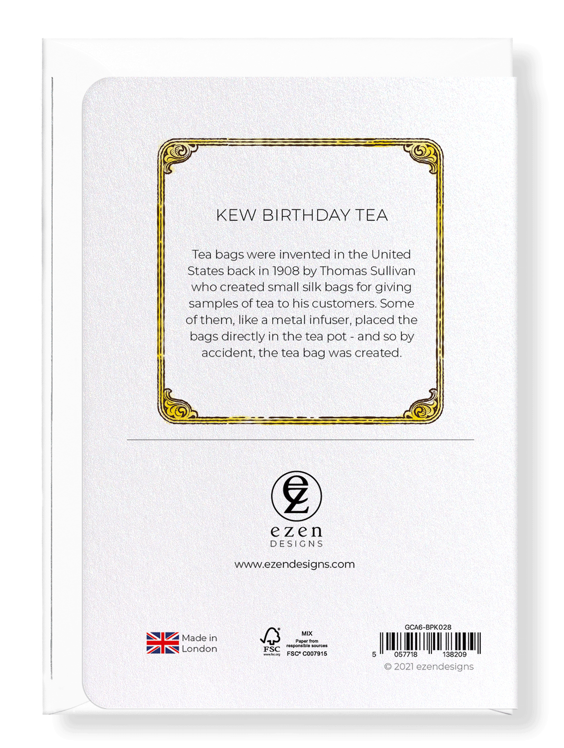 Ezen Designs - Kew Birthday Tea - Greeting Card - Back