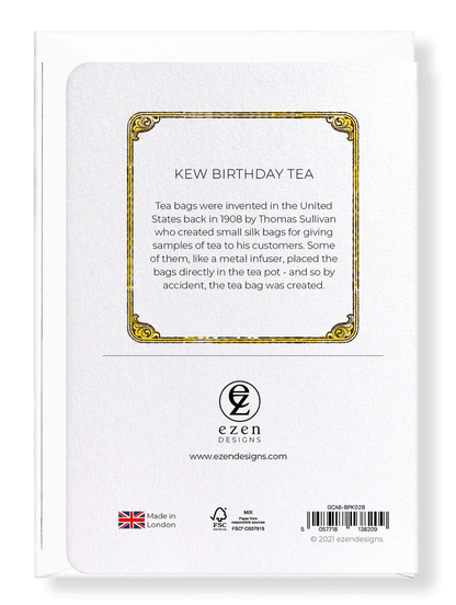 Ezen Designs - Kew Birthday Tea - Greeting Card - Back