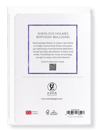 Ezen Designs - Sherlock Holmes Birthday balloons - Greeting Card - Back