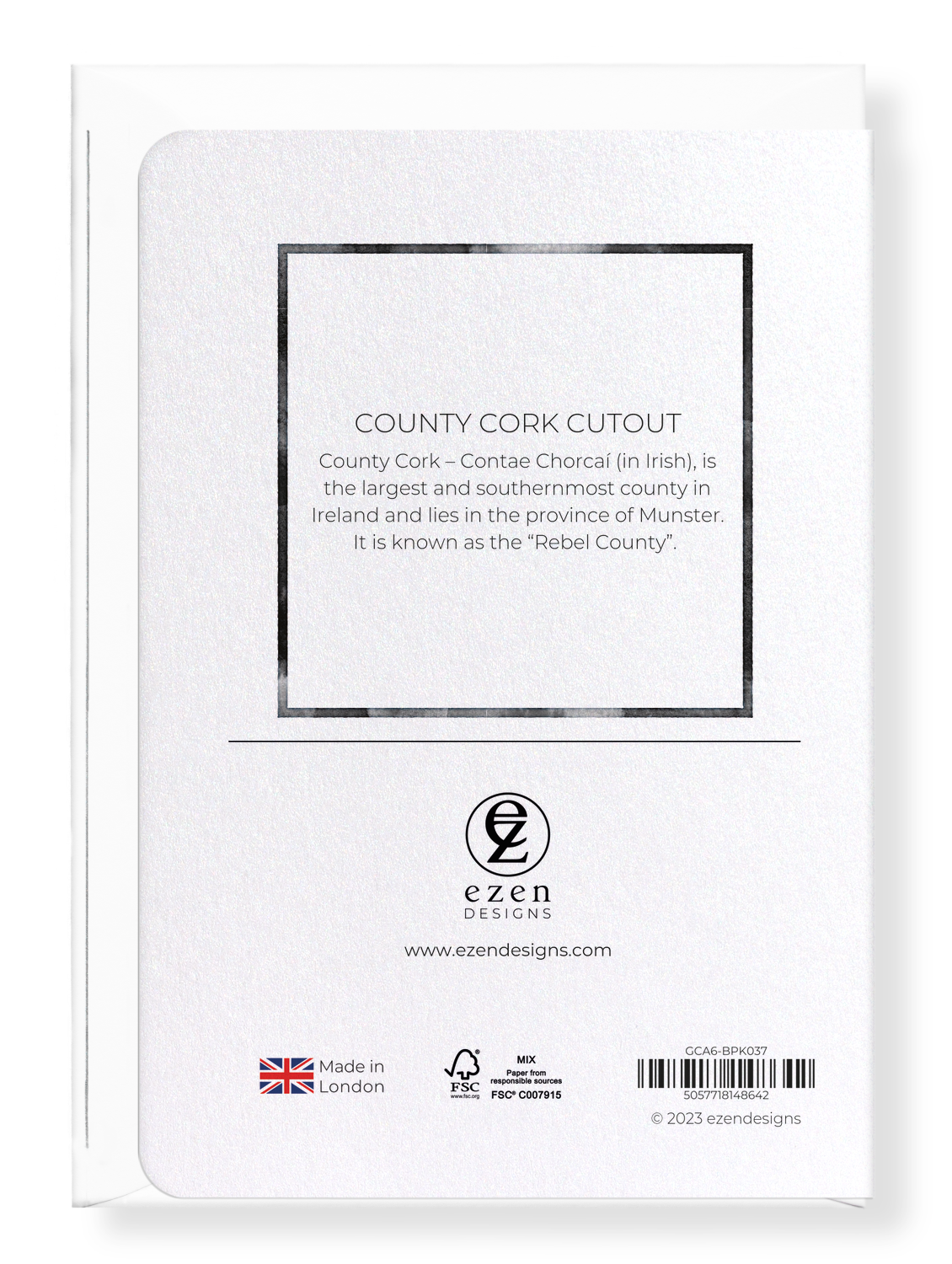 Ezen Designs - County Cork Cutout - Greeting Card - Back