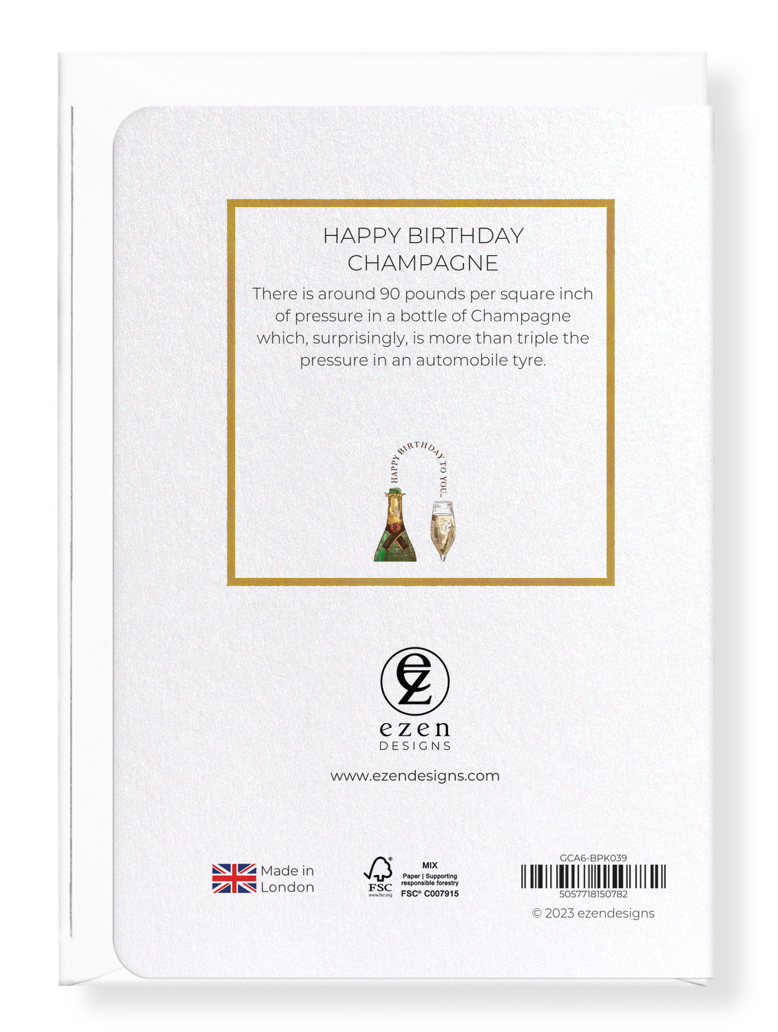 Ezen Designs - Happy Birthday Champagne - Greeting Card - Back