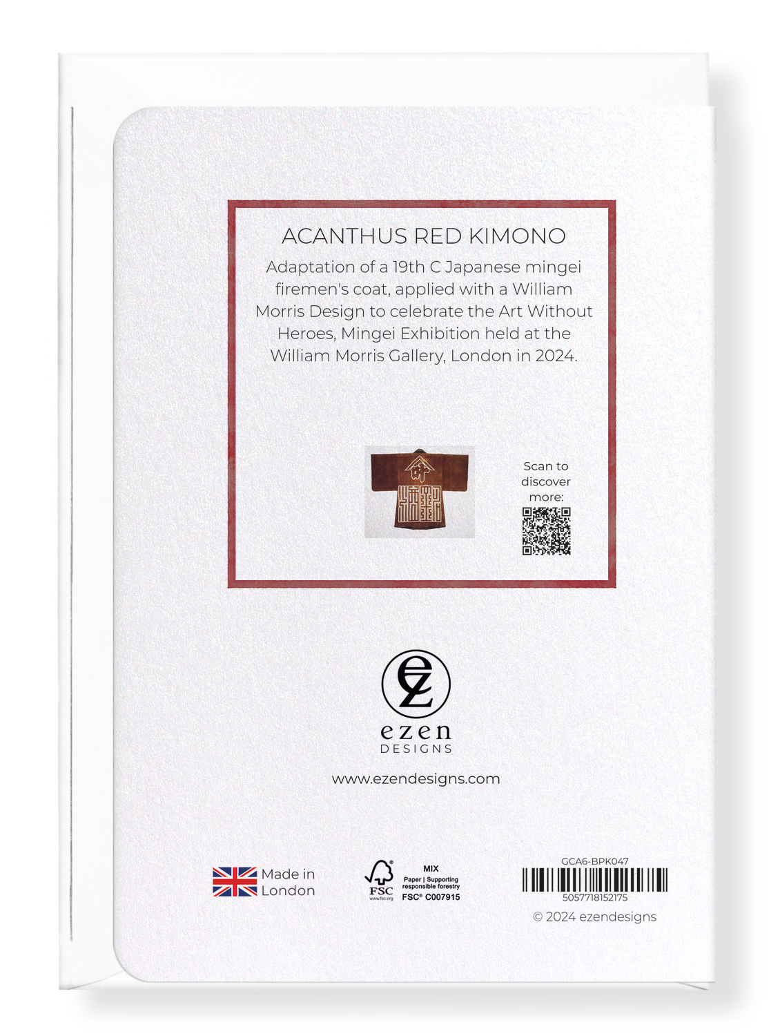 Ezen Designs - Acanthus Red Kimono - Greeting Card - Back
