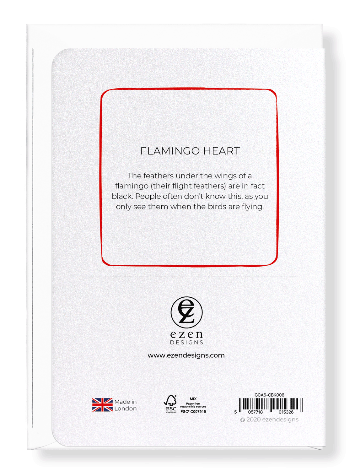 Ezen Designs - Flamingo heart - Greeting Card - Back