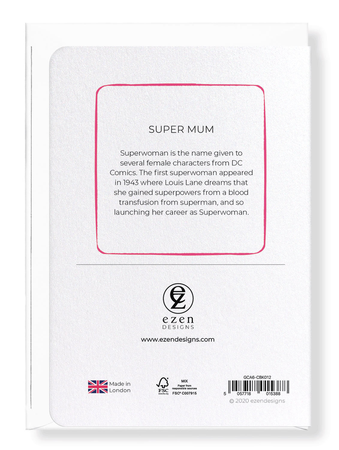 Ezen Designs - Super mum - Greeting Card - Back