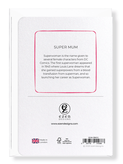 Ezen Designs - Super mum - Greeting Card - Back