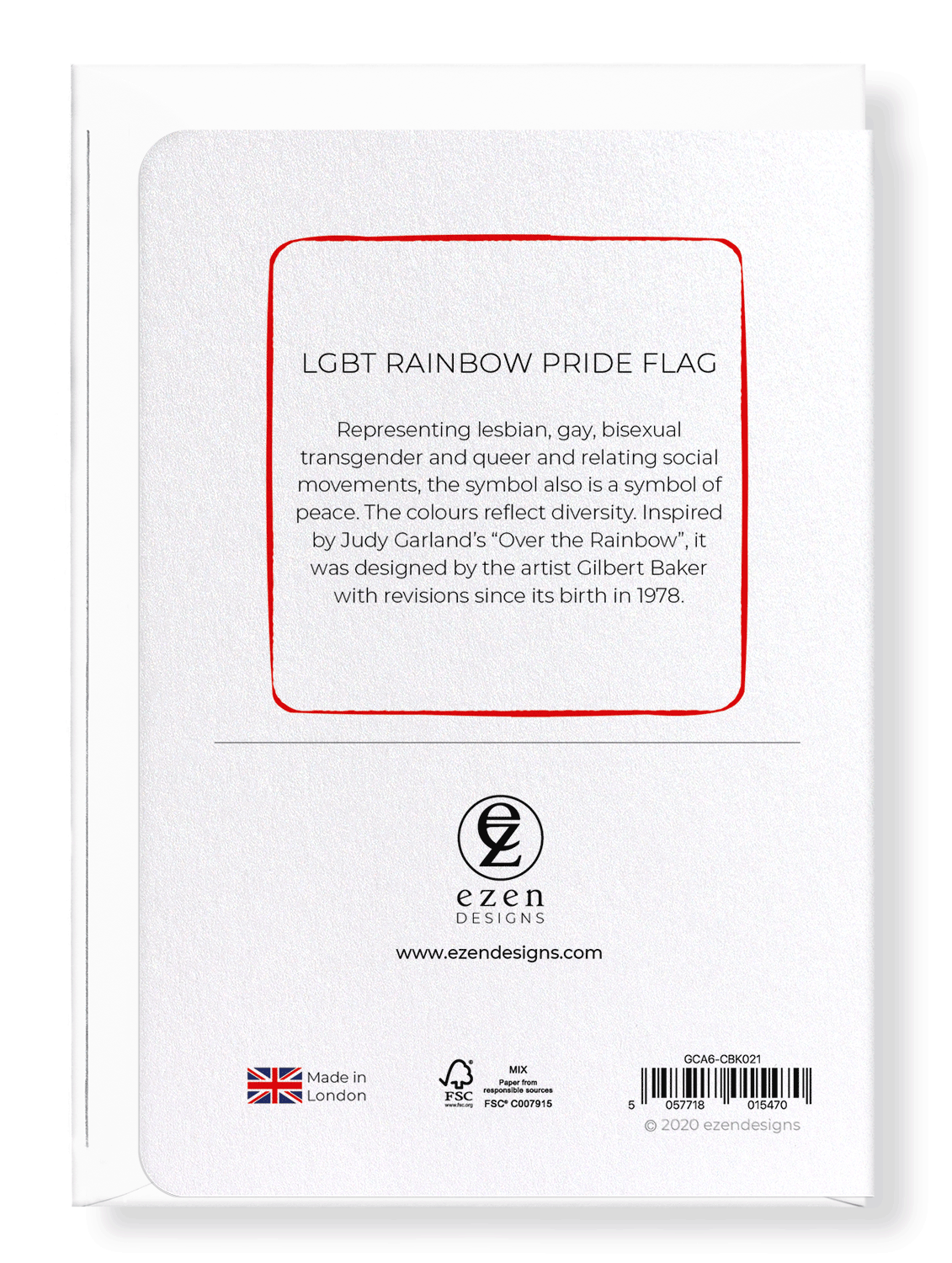 Ezen Designs - LGBT rainbow pride flag - Greeting Card - Back