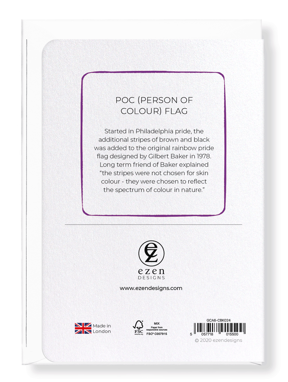 Ezen Designs - POC (Person of colour) flag - Greeting Card - Back