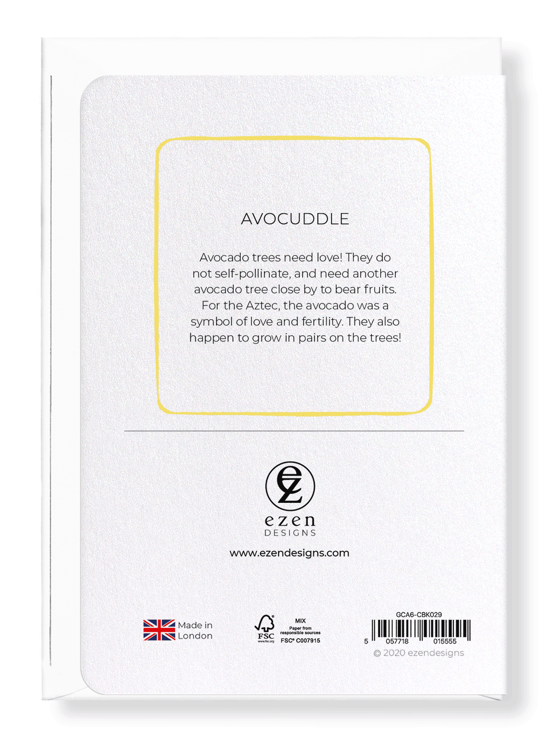 Ezen Designs - Avocuddle - Greeting Card - Back