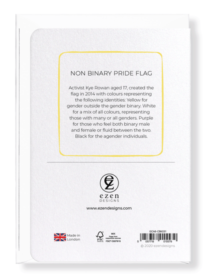 Ezen Designs - Non binary pride flag - Greeting Card - Back