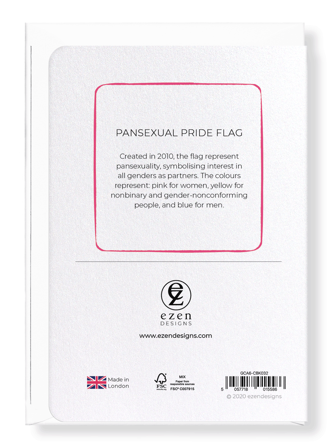 Ezen Designs - Pansexual pride flag - Greeting Card - Back