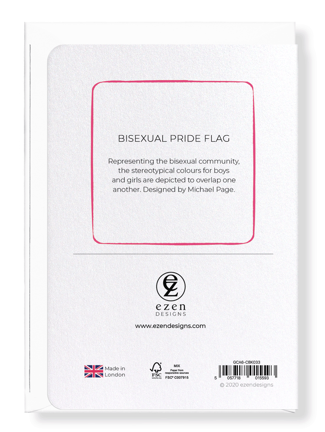 Ezen Designs - Bisexual pride flag - Greeting Card - Back
