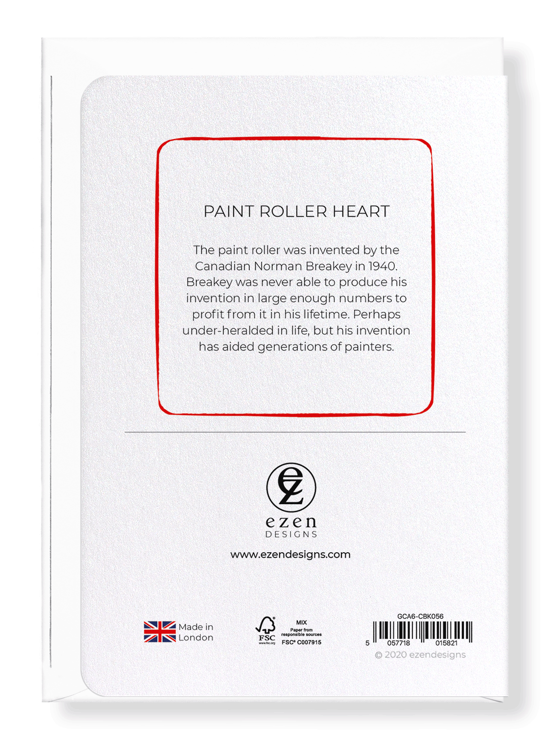 Ezen Designs - PAINT ROLLER HEART - Greeting Card - Back