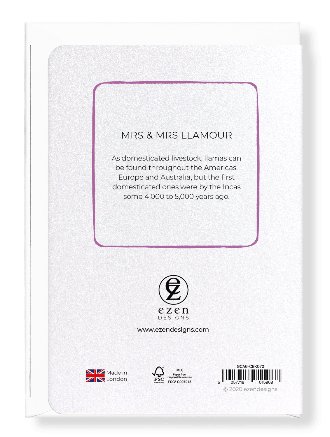 Ezen Designs - Mrs & mrs llamour - Greeting Card - Back
