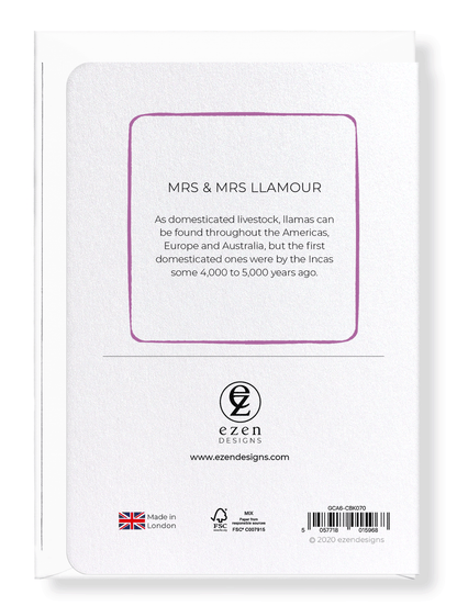 Ezen Designs - Mrs & mrs llamour - Greeting Card - Back