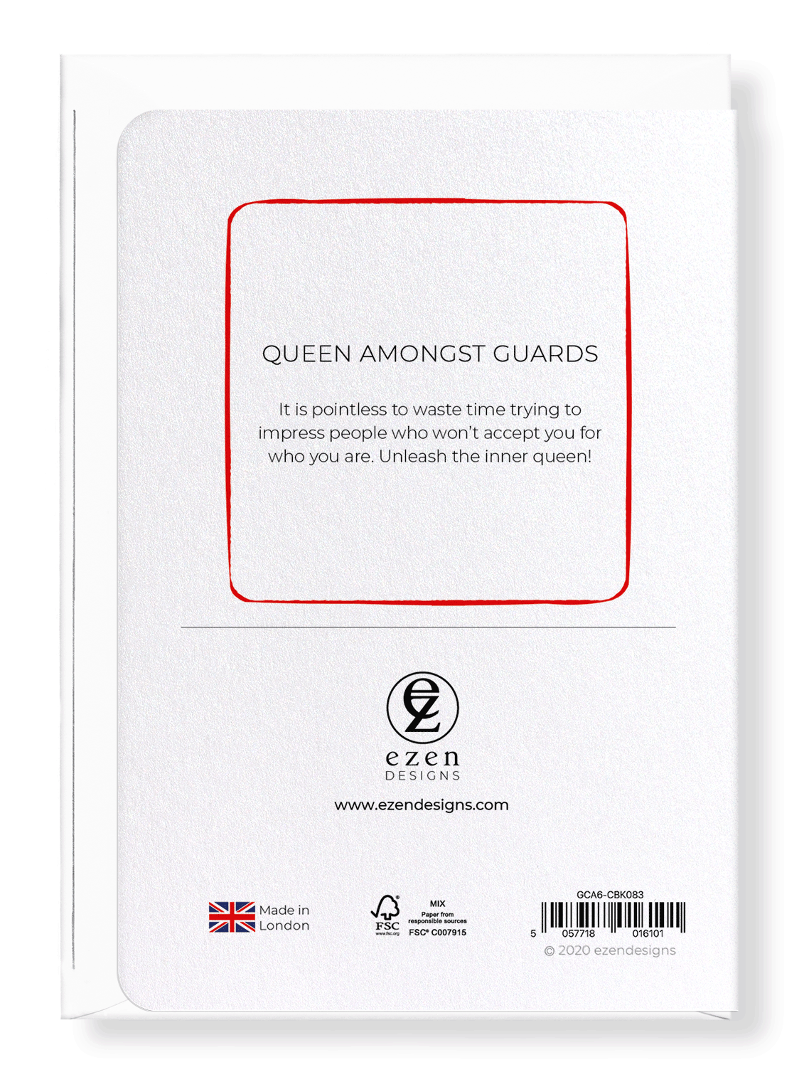 Ezen Designs - Queen amongst guards - Greeting Card - Back