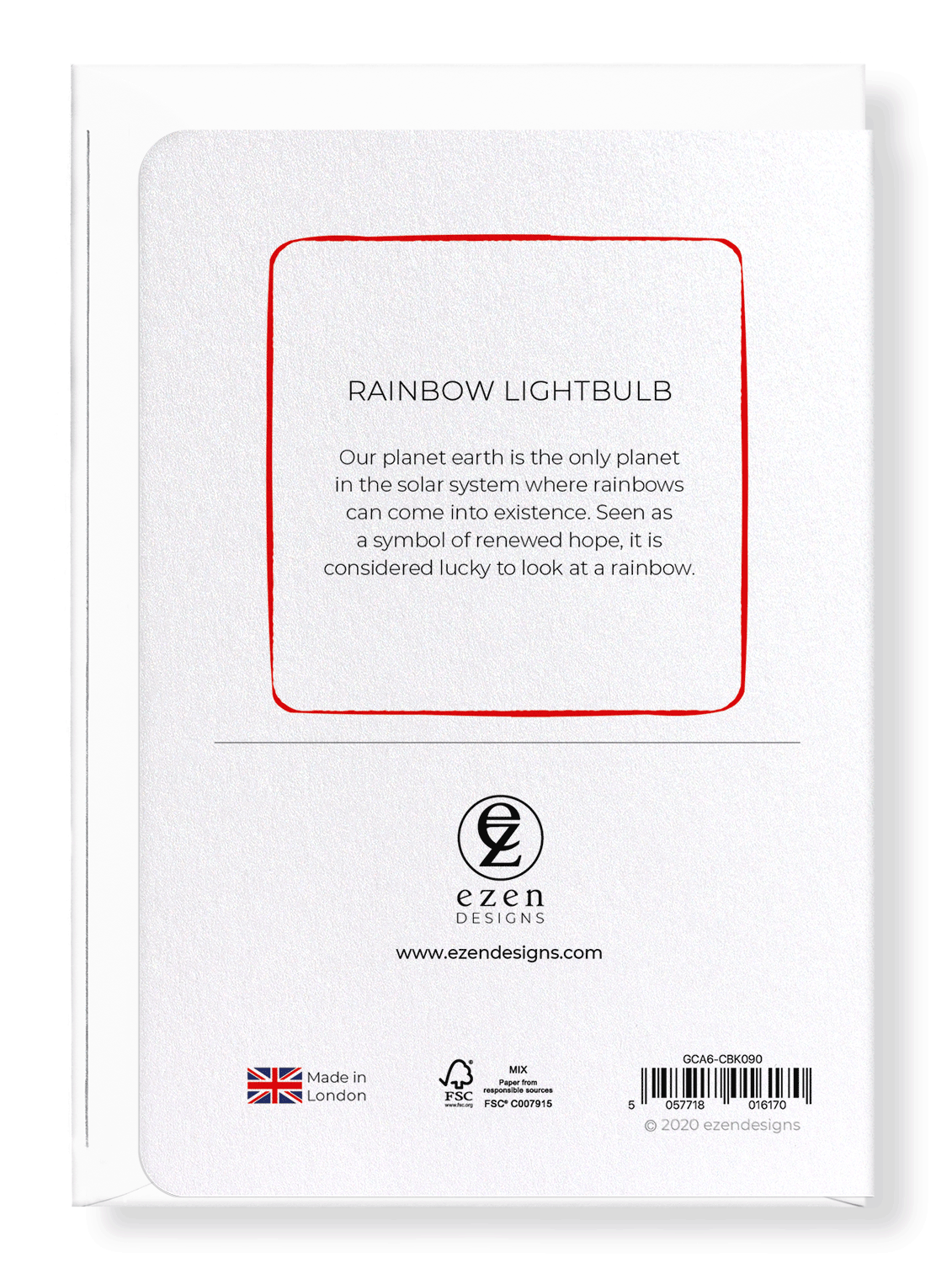Ezen Designs - Rainbow lightbulb - Greeting Card - Back