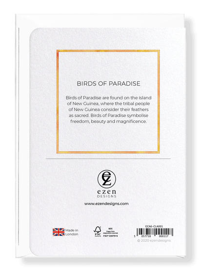 Ezen Designs - Birds of paradise - Greeting Card - Back