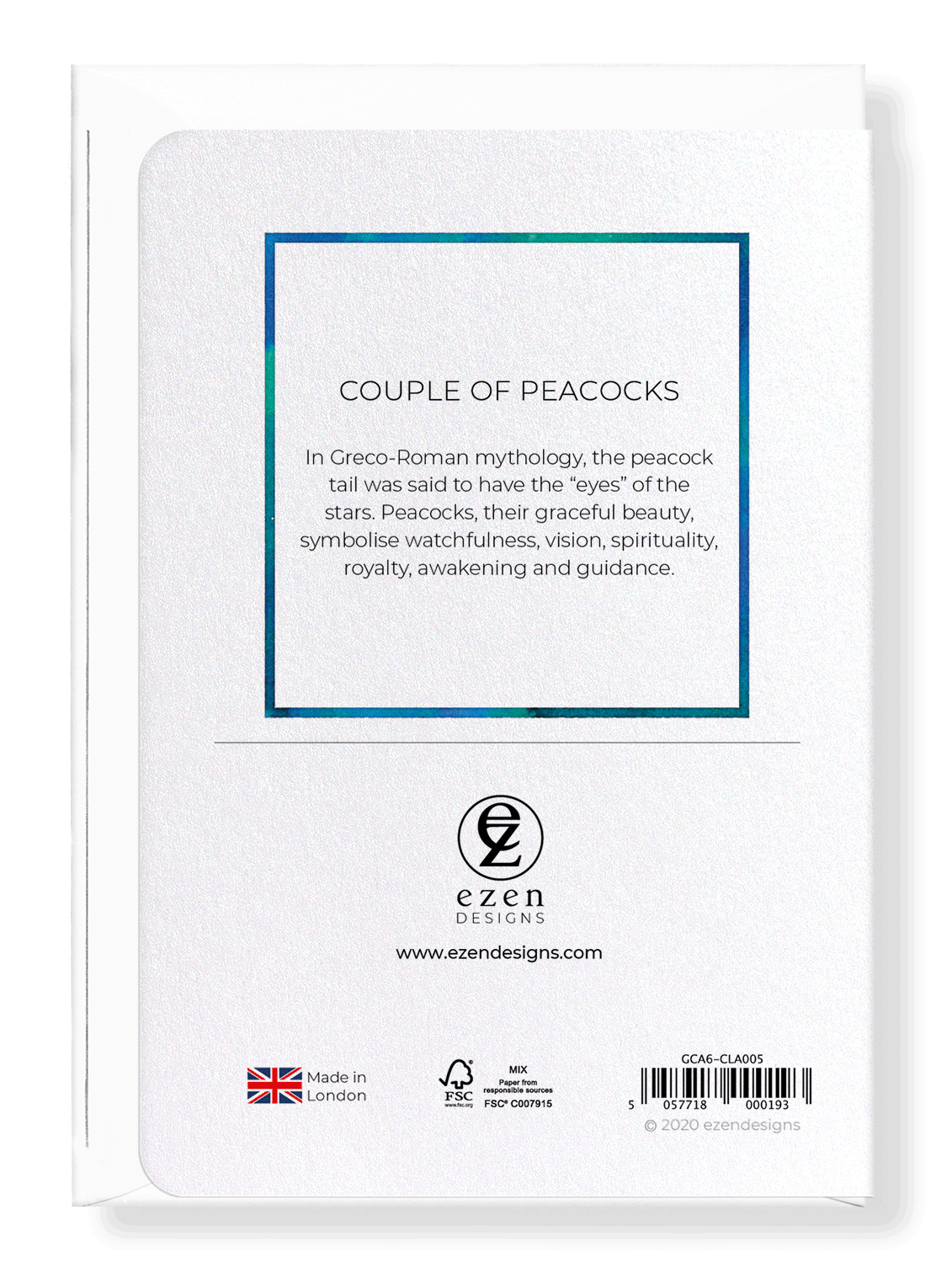 Ezen Designs - Couple of peacocks - Greeting Card - Back