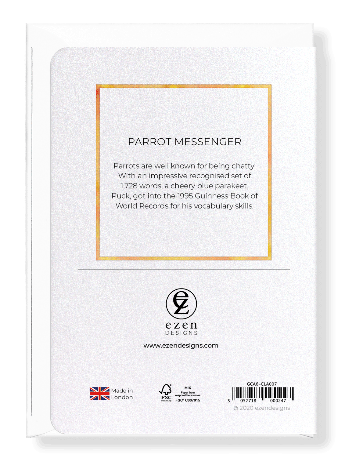 Ezen Designs - Parrot messenger - Greeting Card - Back