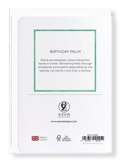 Ezen Designs - Birthday palm - Greeting Card - Back