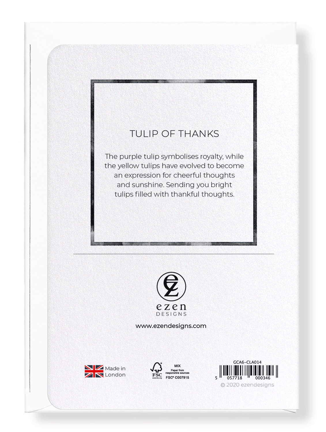 Ezen Designs - Tulip of thanks - Greeting Card - Back