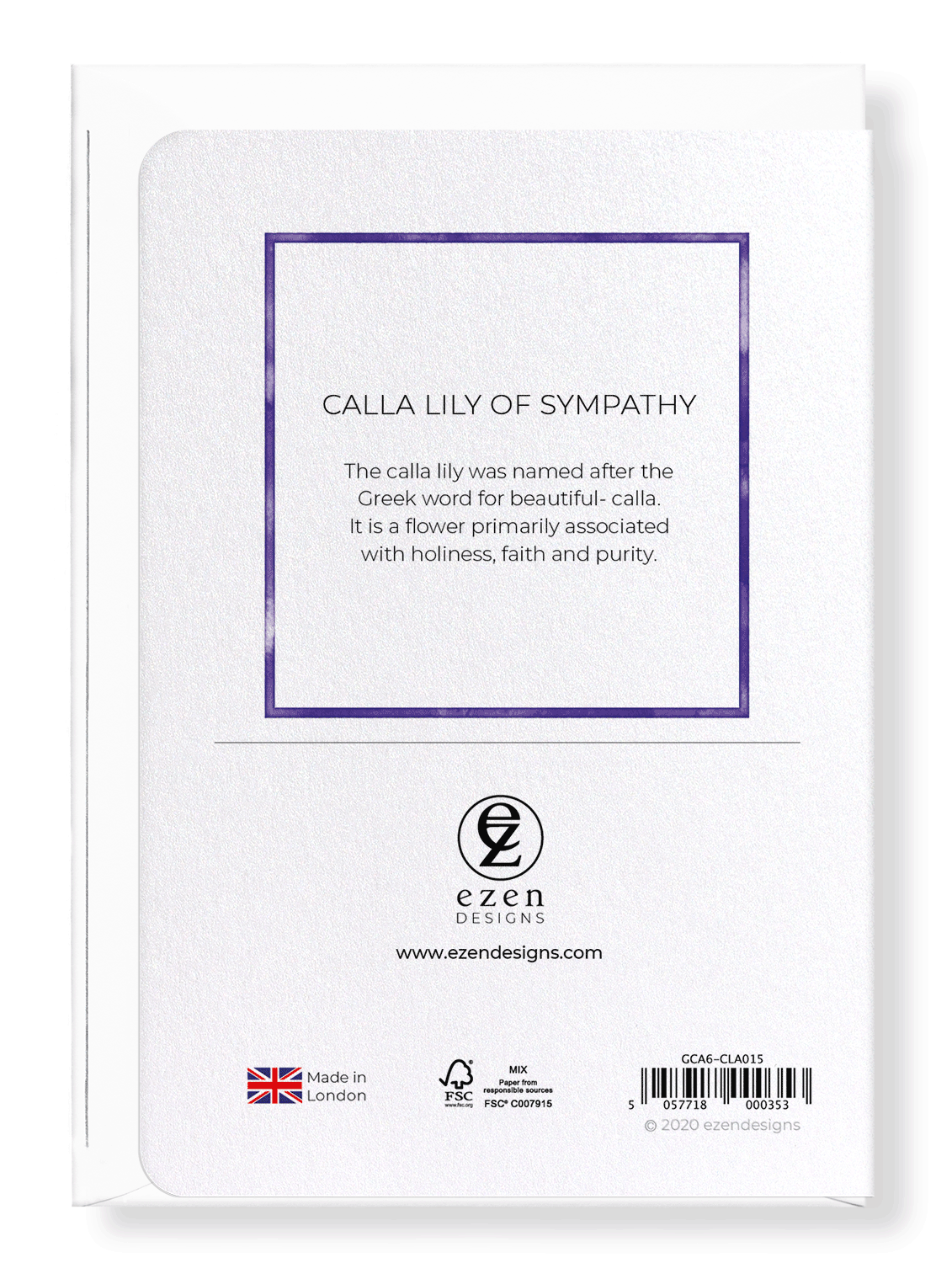 Ezen Designs - Calla lily of sympathy - Greeting Card - Back