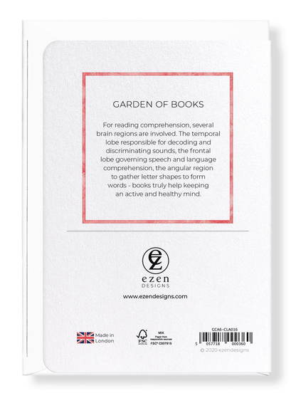 Ezen Designs - Garden of books - Greeting Card - Back