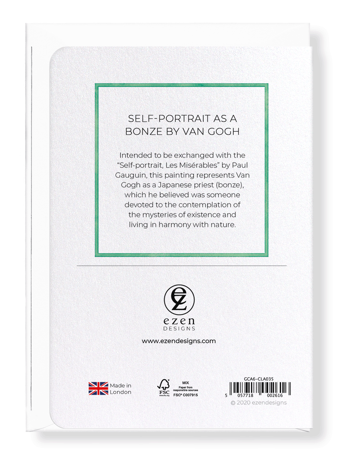 Ezen Designs - Self-portrait as a bonze by van gogh - Greeting Card - Back