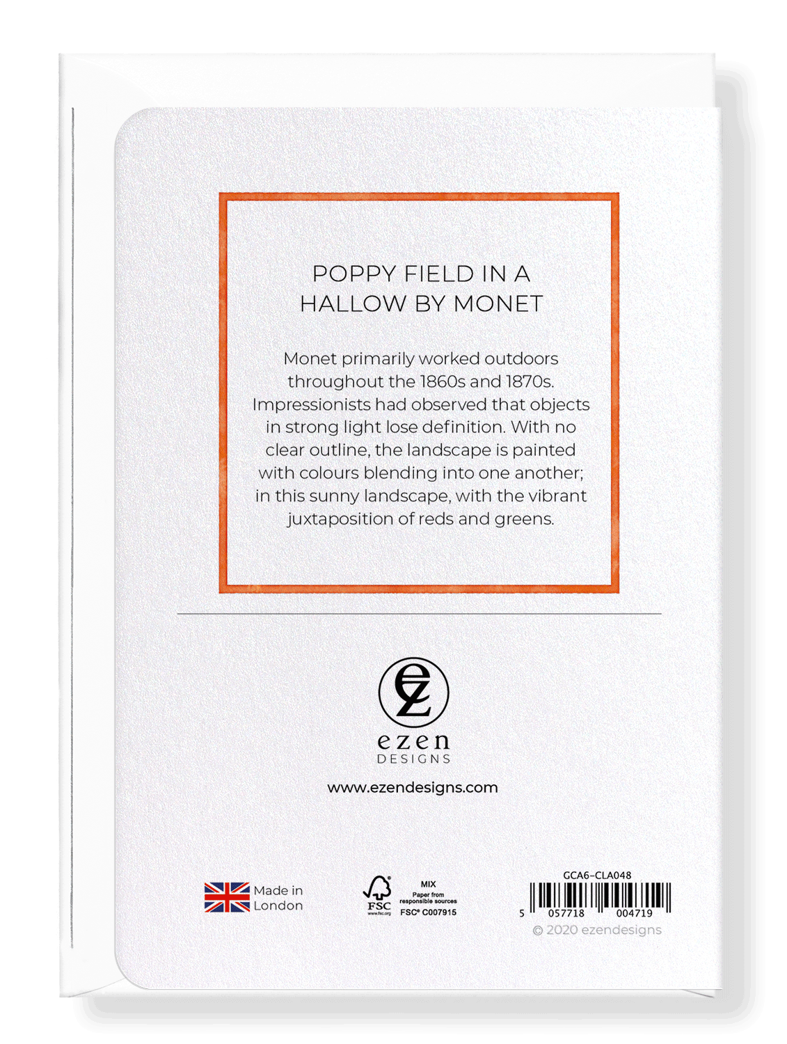 Ezen Designs - Poppy field in a hallow by monet - Greeting Card - Back