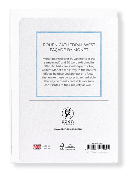 Ezen Designs - Rouen cathedral west façade by monet - Greeting Card - Back