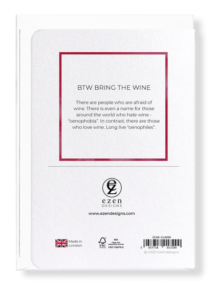 Ezen Designs - BTW bring the wine - Greeting Card - Back