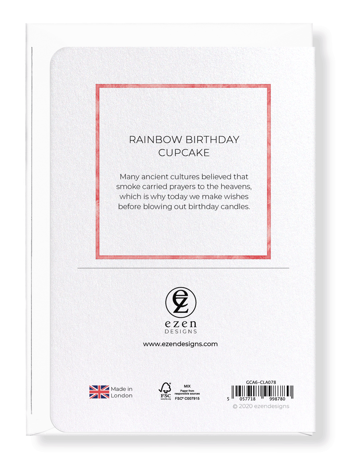 Ezen Designs - Rainbow birthday cupcake - Greeting Card - Back