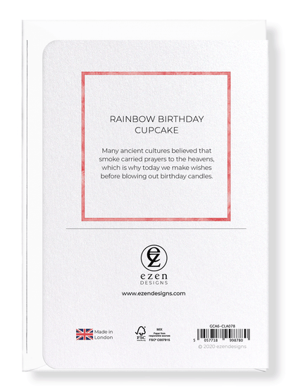 Ezen Designs - Rainbow birthday cupcake - Greeting Card - Back