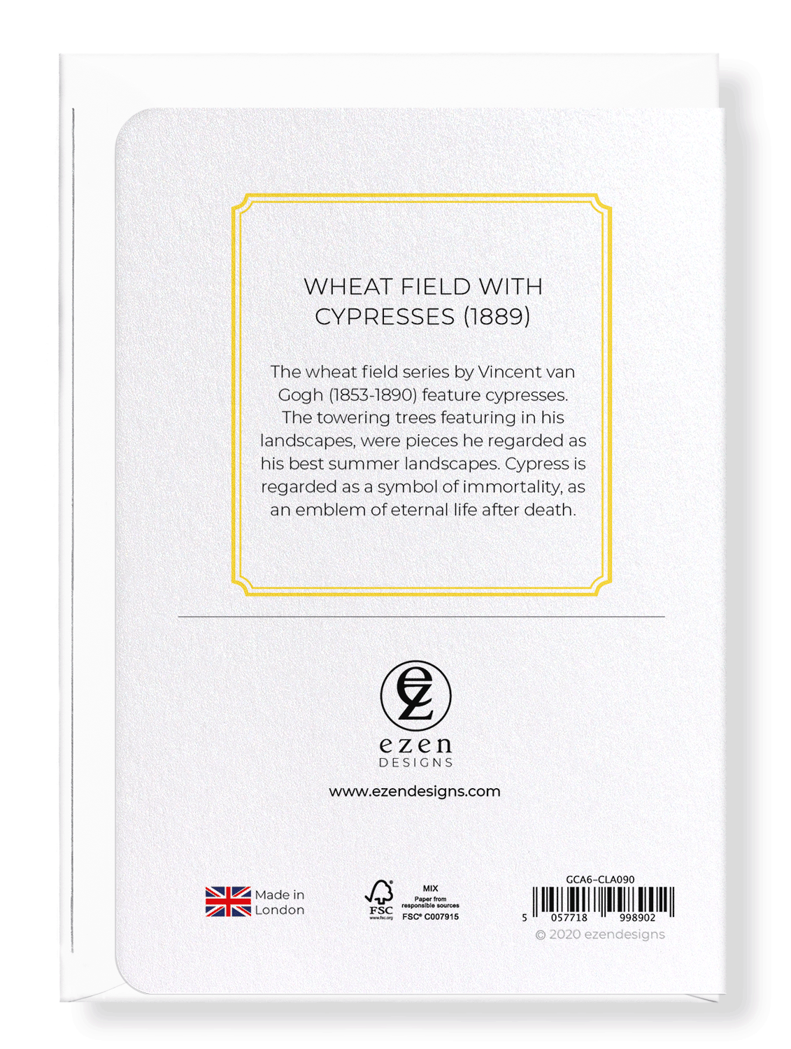 Ezen Designs - Wheat field with cypresses (1889) - Greeting Card - Back
