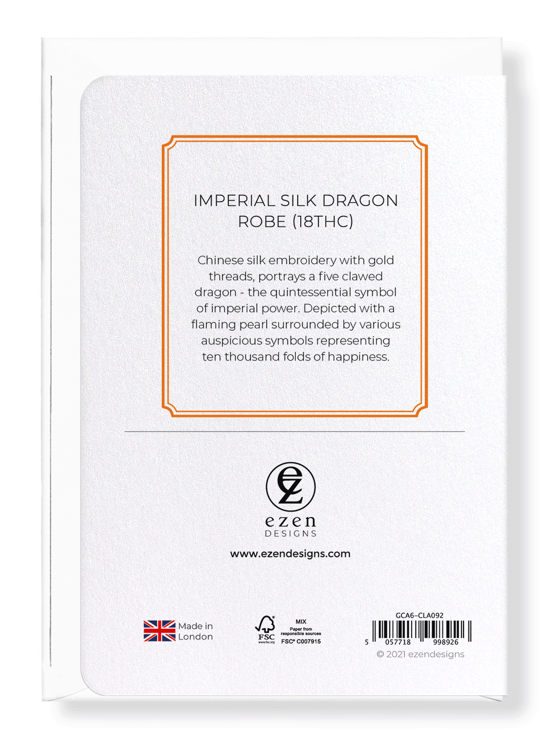 Ezen Designs - Imperial silk dragon robe (18thC) - Greeting Card - Back