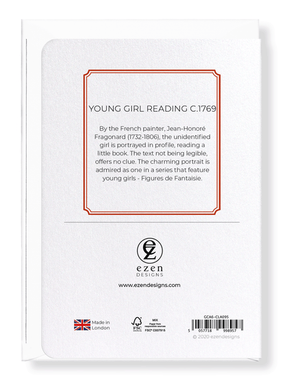 Ezen Designs - Young girl reading c.1769 - Greeting Card - Back