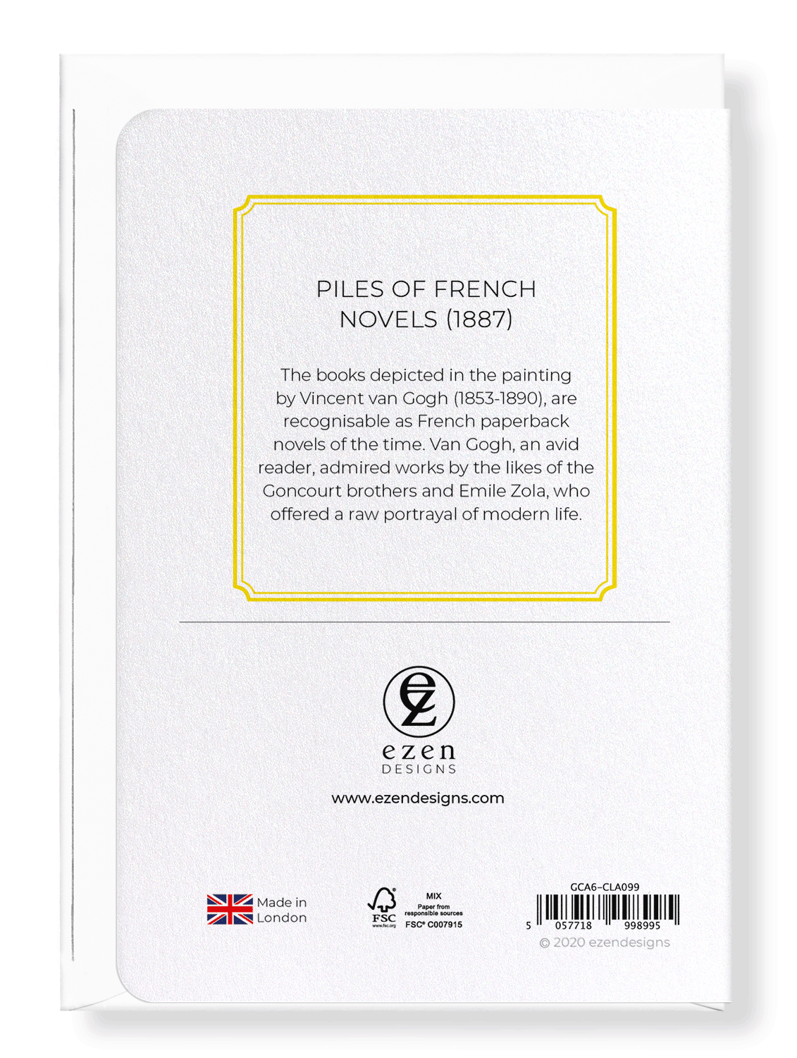 Ezen Designs - Piles of french novels (1887) - Greeting Card - Back