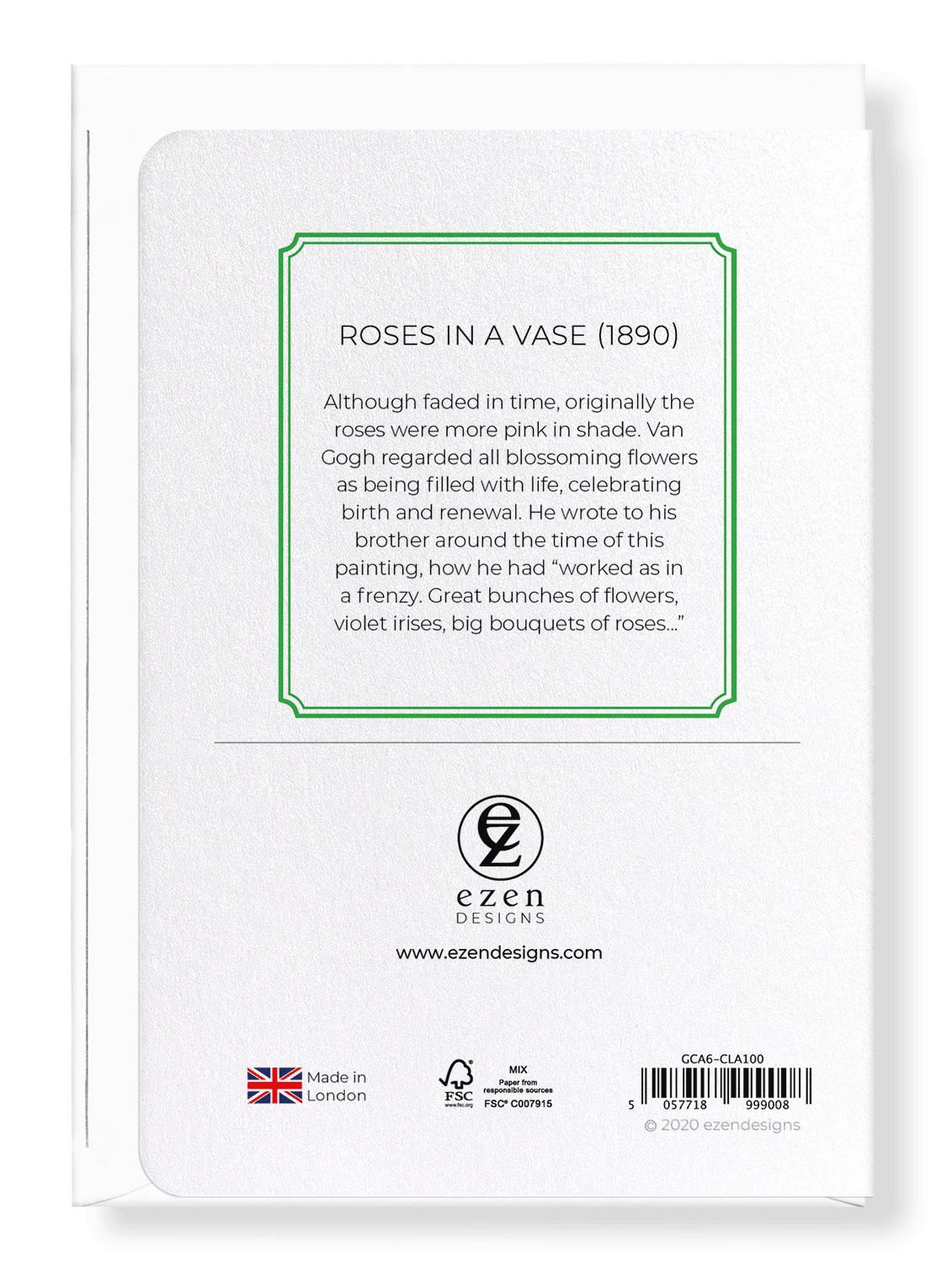 Ezen Designs - Roses in a vase (1890) - Greeting Card - Back