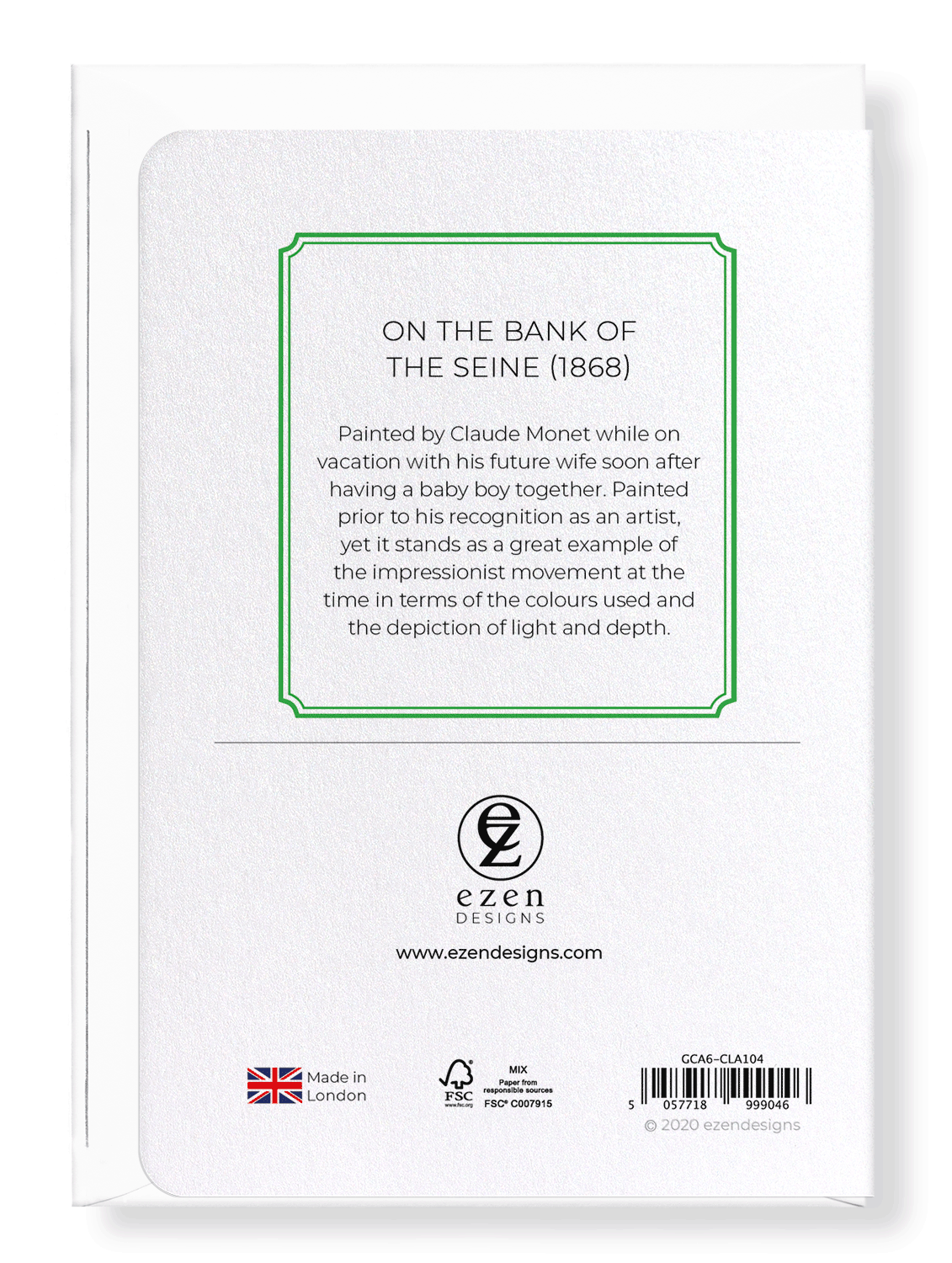 Ezen Designs - On the bank of the seine (1868) - Greeting Card - Back