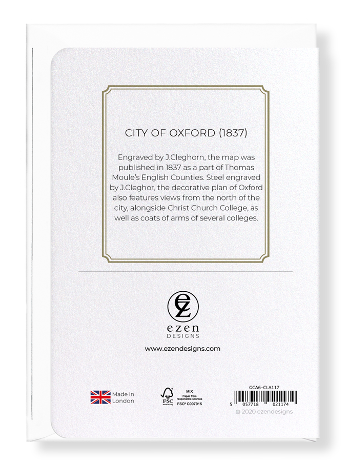 Ezen Designs - City of oxford (1837) - Greeting Card - Back