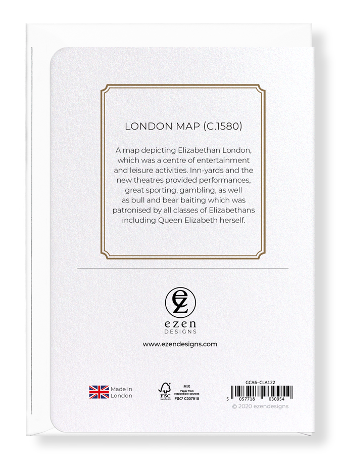 Ezen Designs - London map (c.1580) - Greeting Card - Back