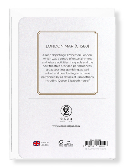 Ezen Designs - London map (c.1580) - Greeting Card - Back
