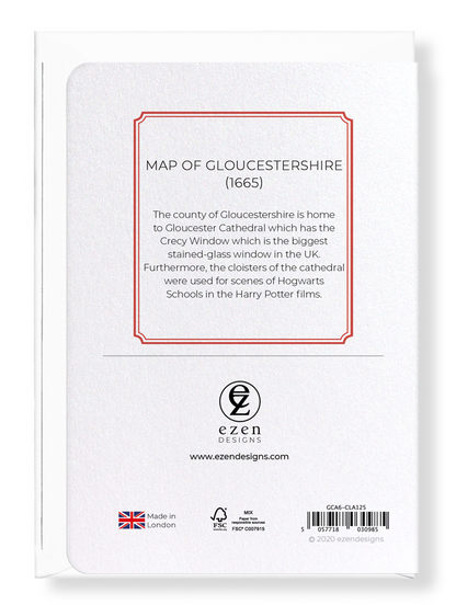 Ezen Designs - Map of gloucestershire (1665) - Greeting Card - Back
