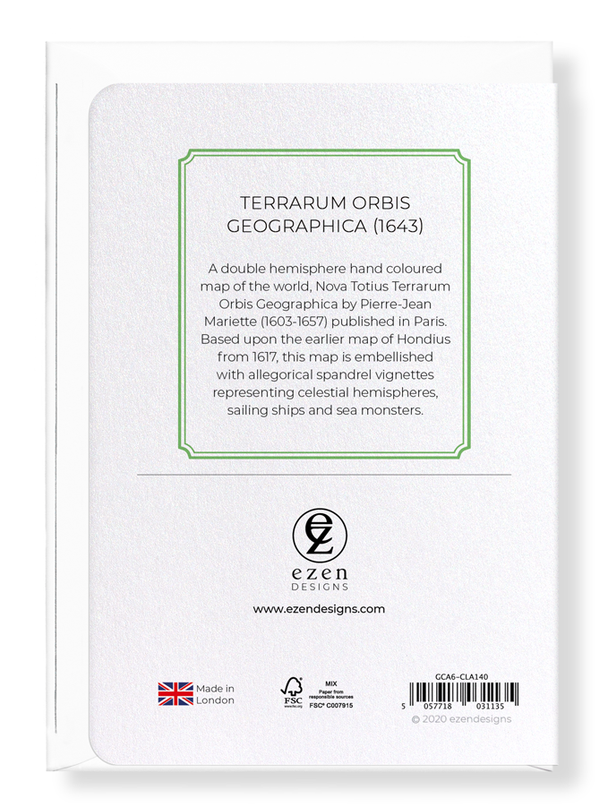Ezen Designs - Terrarum orbis geographica (1643) - Greeting Card - Back