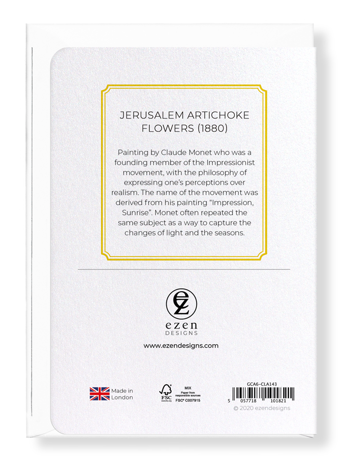 Ezen Designs - Jerusalem artichoke flowers (1880) - Greeting Card - Back