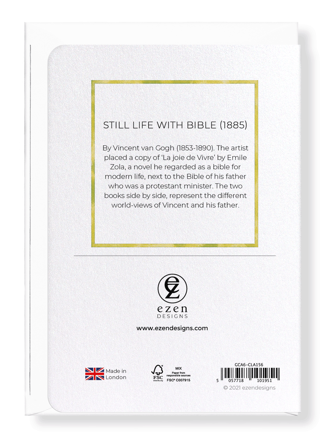 Ezen Designs - Still life with bible (1885) - Greeting Card - Back