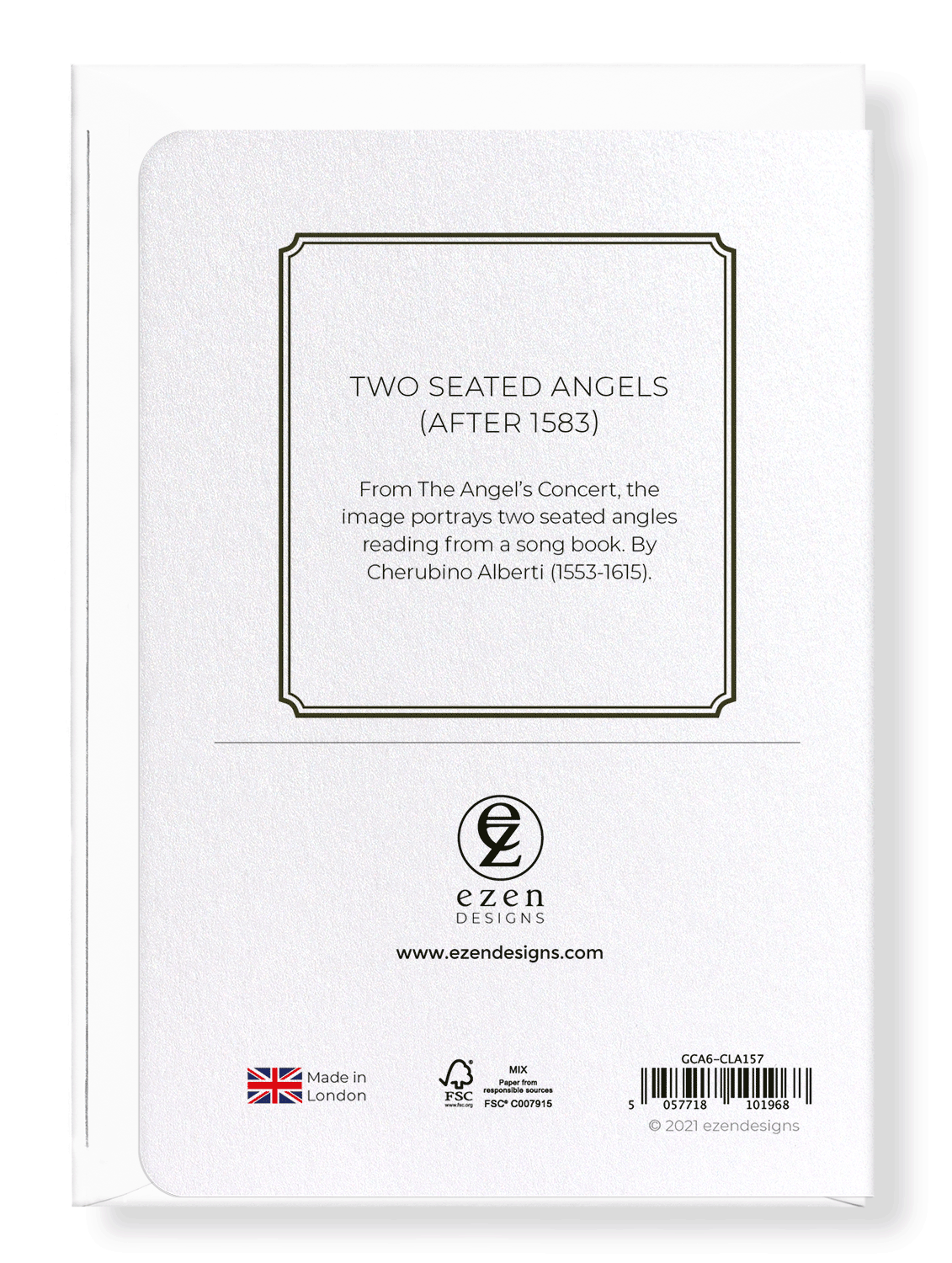 Ezen Designs - Two seated angels (after 1583) - Greeting Card - Back