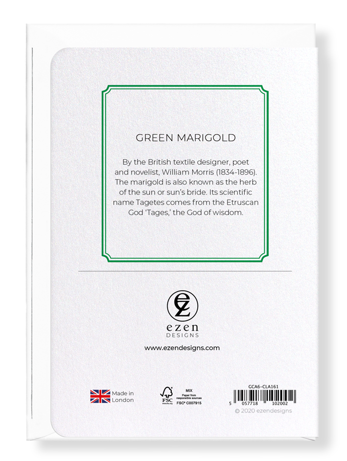 Ezen Designs - Green marigold - Greeting Card - Back