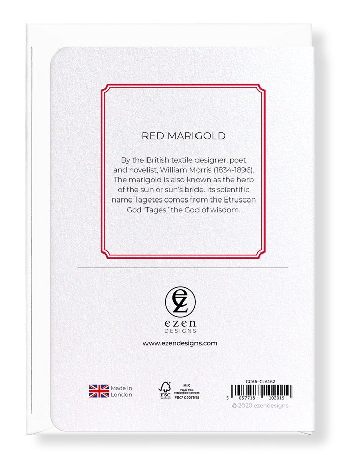 Ezen Designs - Red marigold - Greeting Card - Back