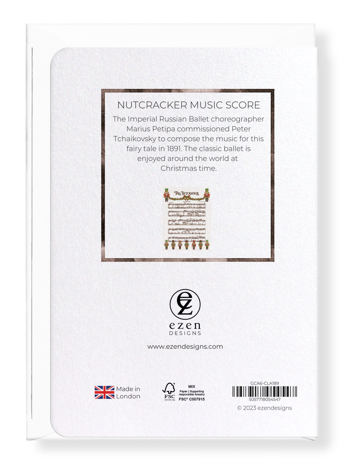 Ezen Designs - Nutcracker music score - Greeting Card - Back